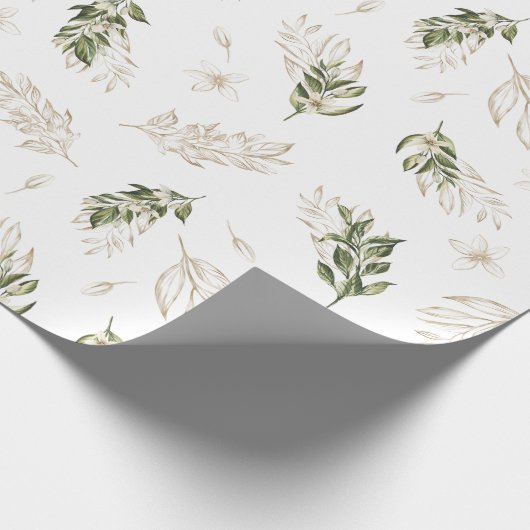 Elegant Greenery & Gold Wedding Geschenkpapier (Ecke)