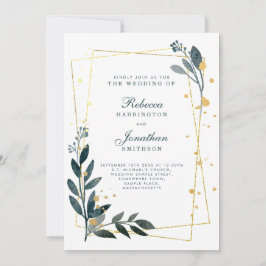 Elegant Greenery Gold Wedding RSVP Einladung