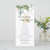 Elegant Greenery Gold Wedding Zeremony Program Programm (Stehend Vorderseite)