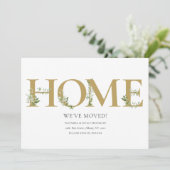 Elegant Greenery Gold Zuhause Moving New House Ankündigung (Stehend Vorderseite)