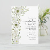 Elegant Greenery Graduation Party Einladung (Stehend Vorderseite)