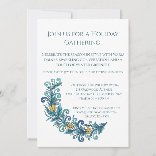 Elegant Greenery Holiday Einladung (Vorderseite)