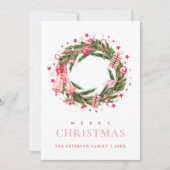 Elegant Greenery Holly Wreath Frohe Weihnachten (Vorderseite)