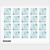Elegant Greenery Initial Square Sticker (Blatt)