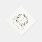 Elegant Greenery Ivy Branch Wappen Hochzeit Serviette (Ecke)