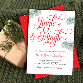 Elegant Greenery Jingle & Mingle Weihnachts-Party Einladung