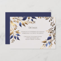 Elegant Greenery Leaf Blue Gold Wedding