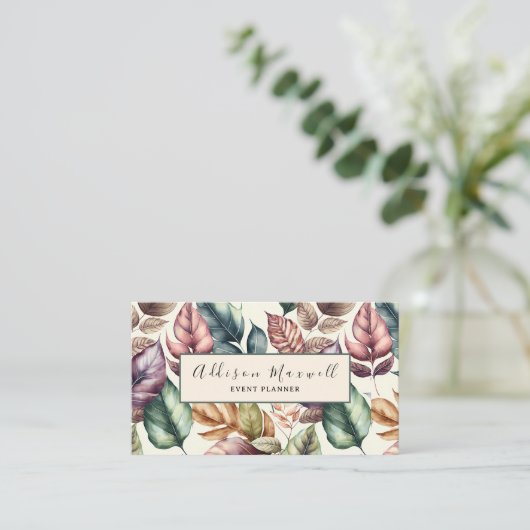 Elegant Greenery Leaf Botanical Visitenkarte (Stehend Vorderseite)