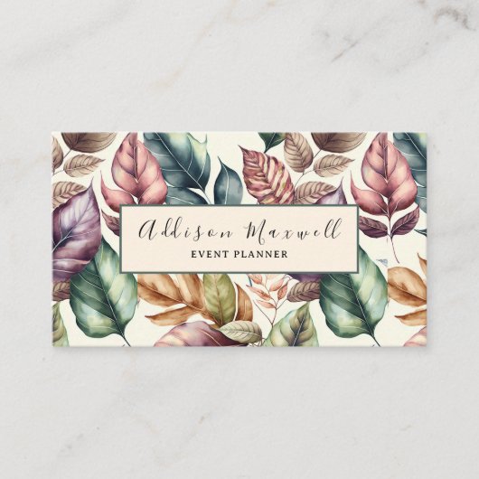 Elegant Greenery Leaf Botanical Visitenkarte (Vorderseite)