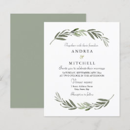 Elegant Greenery Leaf Budget Wedding Einladung