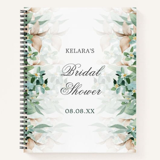 Elegant Greenery Leaf Floral Brautparty Wedding Notizblock (Vorderseite)