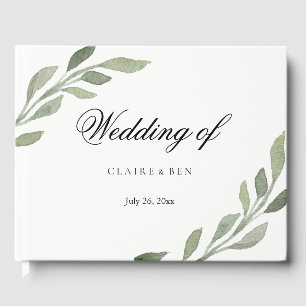 Elegant Greenery Leaf Wedding Gäestbook Gästebuch