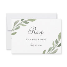 Elegant Greenery Leaf Wedding RSVP Einladung