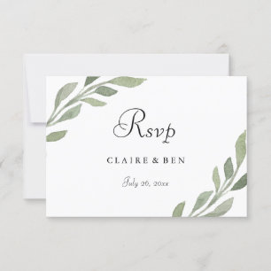 Elegant Greenery Leaf Wedding RSVP Einladung