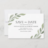 Elegant Greenery Leaf Wedding speichern das Datum Save The Date (Vorderseite)