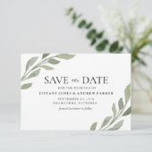 Elegant Greenery Leaf Wedding speichern das Datum Save The Date (Stehend Vorderseite)