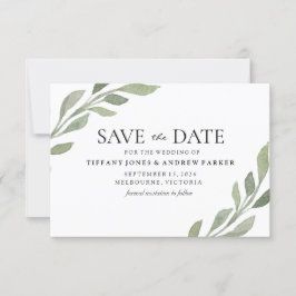 Elegant Greenery Leaf Wedding speichern das Datum Save The Date