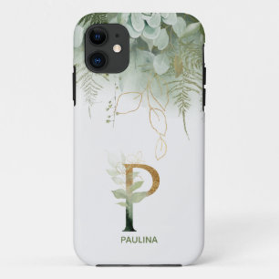 Elegant Greenery Letter P Case-Mate iPhone Case