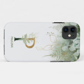 Elegant Greenery Letter P Case-Mate iPhone Case (Rückseite (Horizontal))