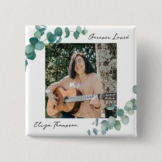 Elegant Greenery Memorial Button (Vorderseite)