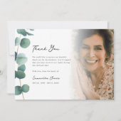Elegant Greenery Memorial Foto Vielen Dank (Vorderseite)