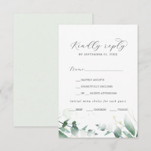 Elegant Greenery Menü Auswahl RSVP Karte