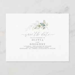 Elegant Greenery Minimal Save the Date Ankündigungspostkarte