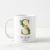 Elegant Greenery Mit Monogramm Familienname Letter Kaffeetasse (Links)