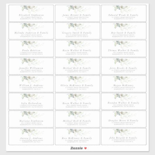 Elegant Greenery Modern Guest Name Address Labels (Blatt)