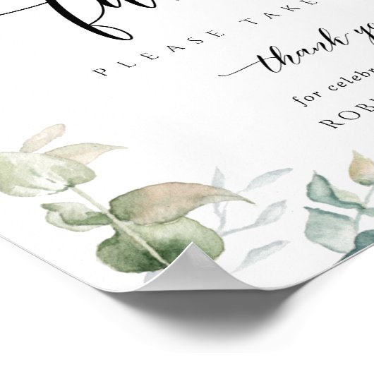 Elegant Greenery Modernes Script-Gastgeschenk Hoch Poster (Ecke)