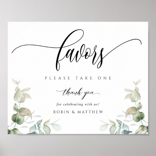 Elegant Greenery Modernes Script-Gastgeschenk Hoch Poster (Vorne)