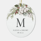 Elegant Greenery Monogram Christmas Ornament (Links)