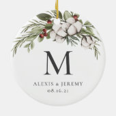 Elegant Greenery Monogram Christmas Ornament (Hinten)