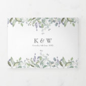 Elegant Greenery Monogram Foto Wedding Dreifach Gefaltete Einladung (Cover)