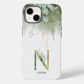 Elegant Greenery Monogram N Case-Mate iPhone Hülle (Rückseite)