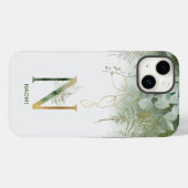 Elegant Greenery Monogram N Case-Mate iPhone Hülle (Rückseite (Horizontal))