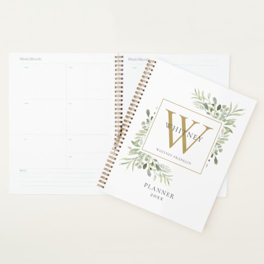 Elegant Greenery Monogram Name 2023 Planer (Anzeige)