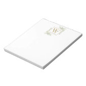 Elegant Greenery Monogram Name Notepad Notizblock (Rotiert)