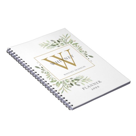 Elegant Greenery Monogram Name Planner 2021 Notizblock (Rechte Seite)
