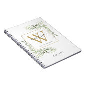 Elegant Greenery Monogram Name Rezept Cookbook Notizblock (Rechte Seite)