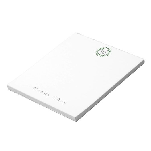 Elegant greenery monogram notepad notizblock (Rotiert)