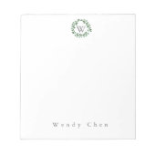 Elegant greenery monogram notepad notizblock (Vorderseite)