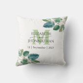 Elegant Greenery Monogram Wedding Kissen (Rückseite)