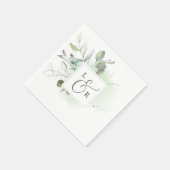 Elegant Greenery Monogram Wedding Napkins Serviette (Ecke)