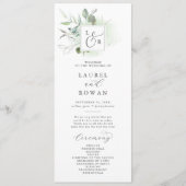 Elegant Greenery Monogram Wedding Program Programm (Vorderseite)