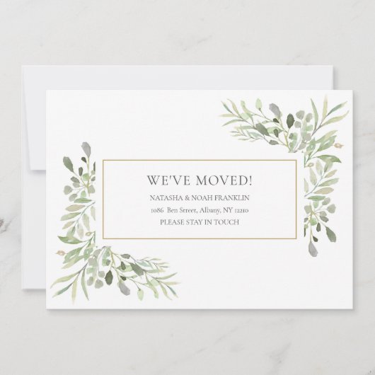 Elegant Greenery Moving Ankündigung (Vorderseite)