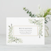 Elegant Greenery Moving Ankündigung (Stehend Vorderseite)