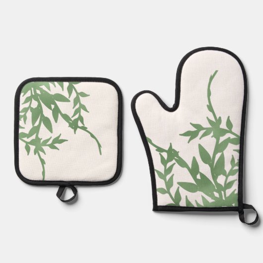 Elegant Greenery Ofenhandschuh & Topflappen-Set (Vorderseite)