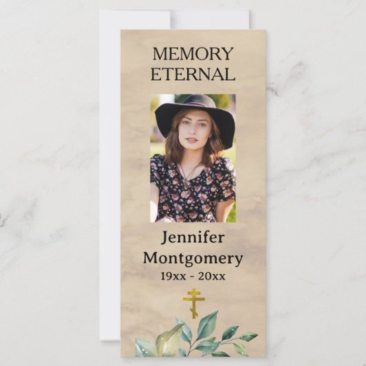 Elegant Greenery Orthodox Christliches Beerdigungs (Vorderseite)