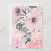 Elegant Greenery Pink Floral Baby Dusche Einladung (Rückseite)